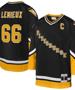 Mario Lemieux Pittsburgh Penguins  Youth 1992/93 Captain Patch Blue Line Player Jersey - Gold