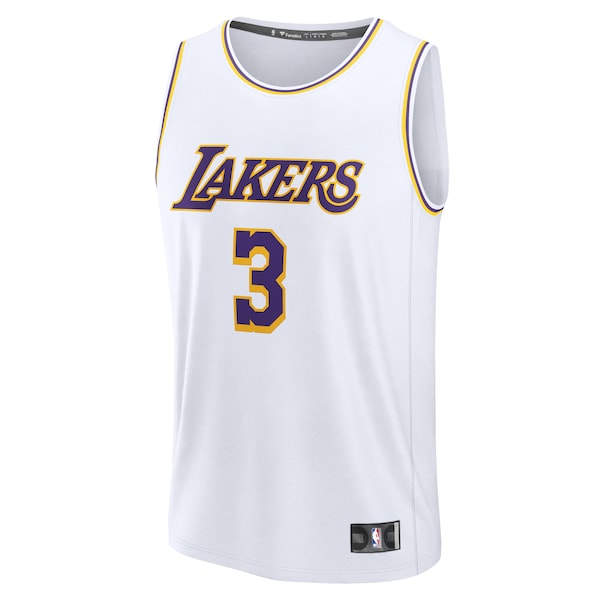 Anthony Davis Los Angeles Lakers Youth Fast Break Replica Player Jersey - Association Edition - White - Image 3