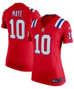 Drake Maye New England Patriots Nike Women's Alternate Game Jersey - Red