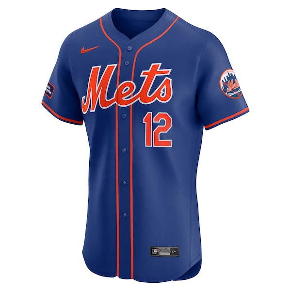 Francisco Lindor New York Mets Nike Alternate Elite Sponsor Patch Player Jersey - Royal - Image 3