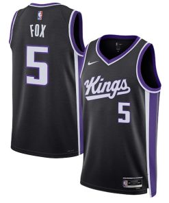 Alternative view of De'Aaron Fox Sacramento Kings Nike Unisex Swingman Jersey - Icon Edition - Black/White