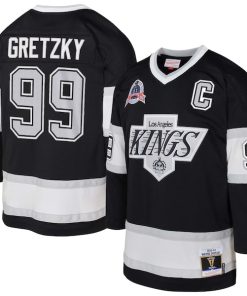 Wayne Gretzky Los Angeles Kings  Youth 1992/93 Captain Patch Power Play Player Jersey - Black/White