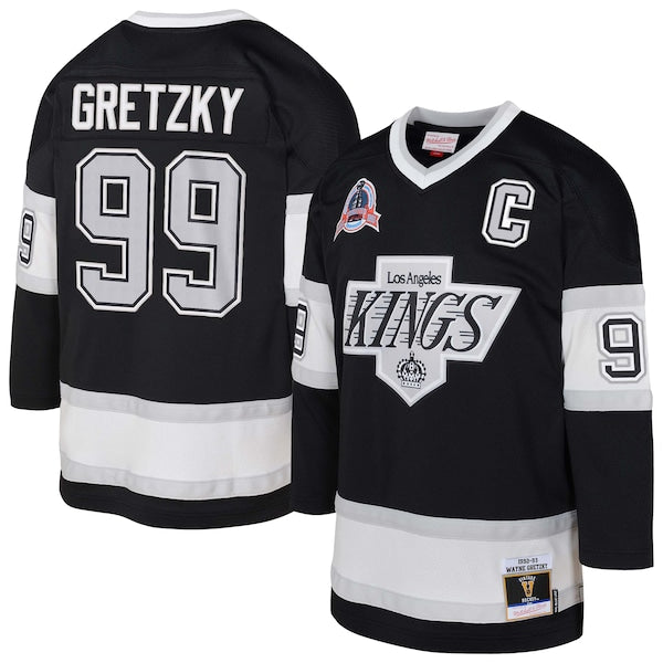 Wayne Gretzky Los Angeles Kings Youth 1992/93 Captain Patch Power Play Player Jersey - Black/White