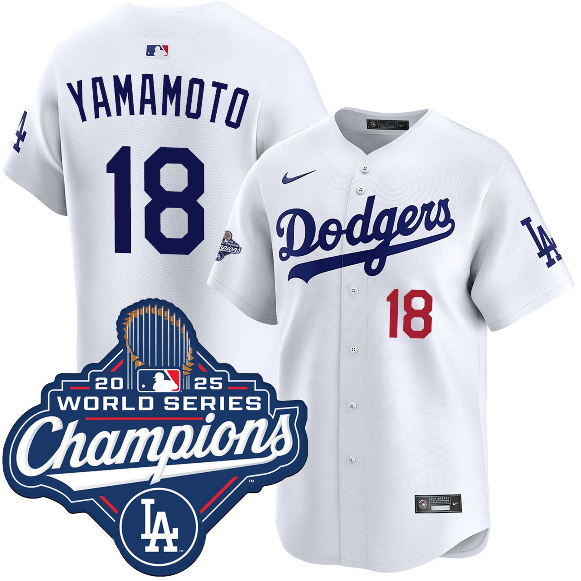 Yoshinobu Yamamoto Los Angeles Dodgers Nike 2025 Gold World Series Champions Limited Jersey - White