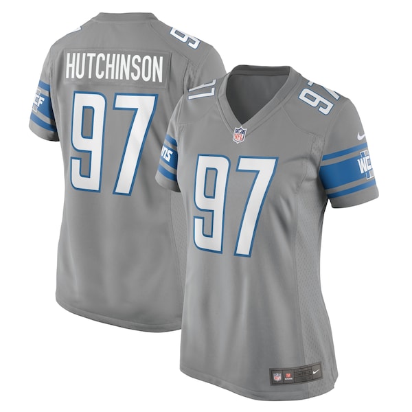 Aidan Hutchinson Detroit Lions Nike Women's Game Jersey - Silver/Blue - Image 2