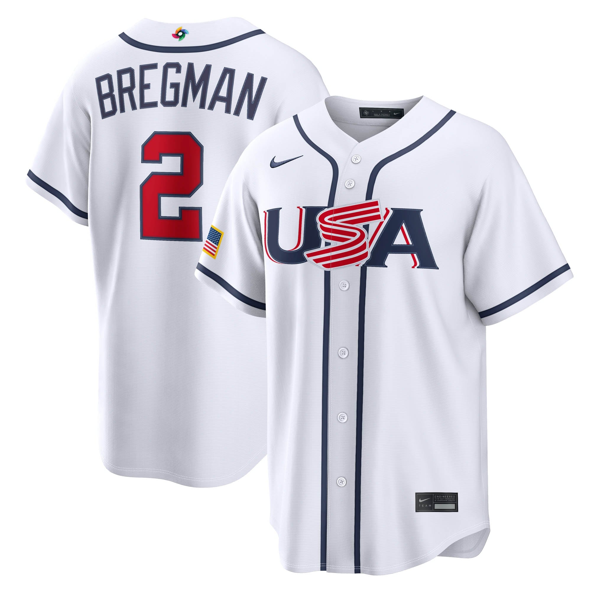 Men's USA Baseball Alex Bregman Nike 2026 World Baseball Classic Road Stadium Jersey - Navy/White - Image 5