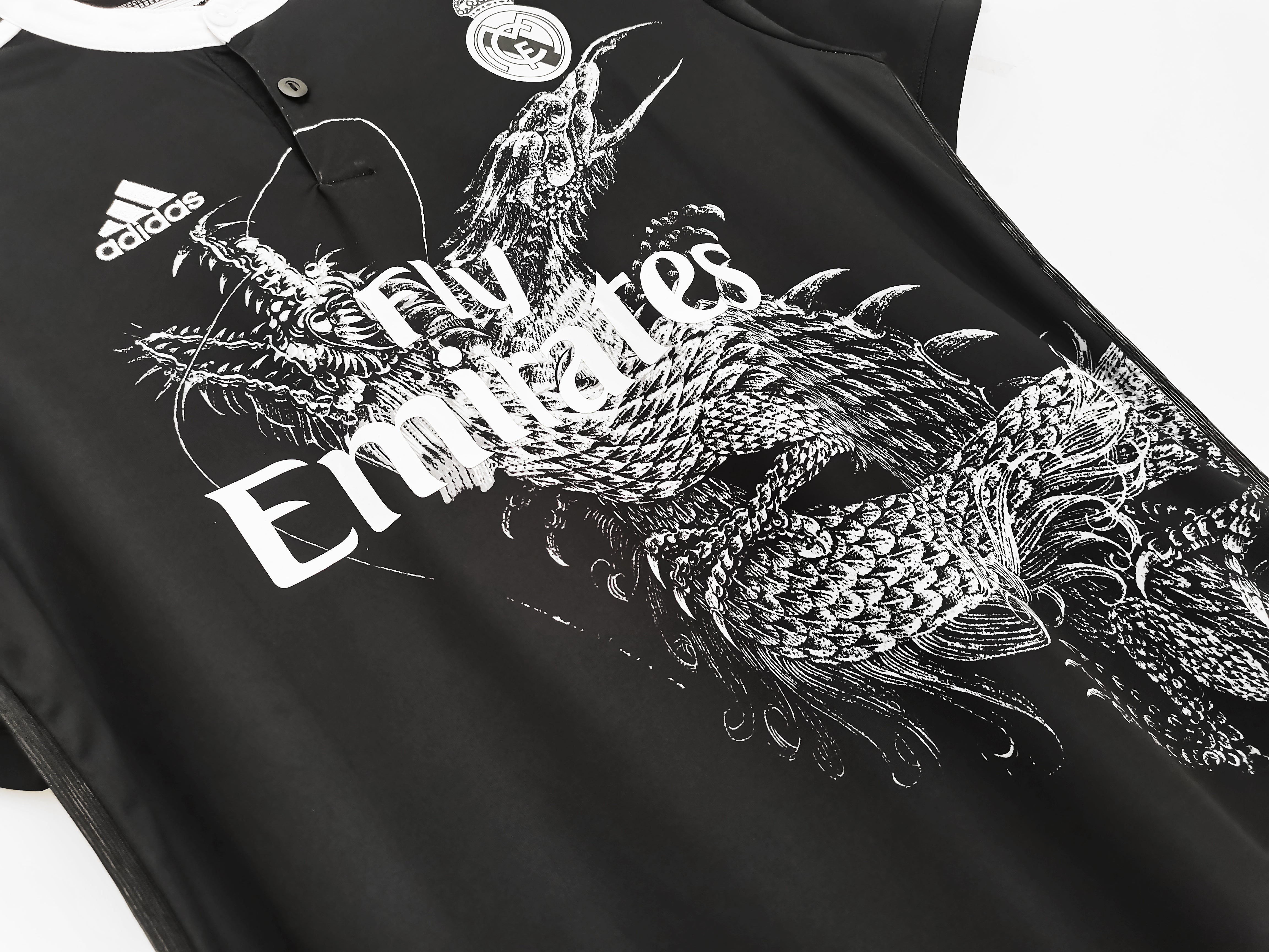 Los Merengues 2014-15 Second Away Vintage Custom Jersey - Black Dragon - Image 3