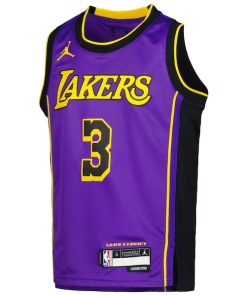 Alternative view of Anthony Davis Los Angeles Lakers Jordan Brand Youth Swingman Jersey - Statement Edition - Purple