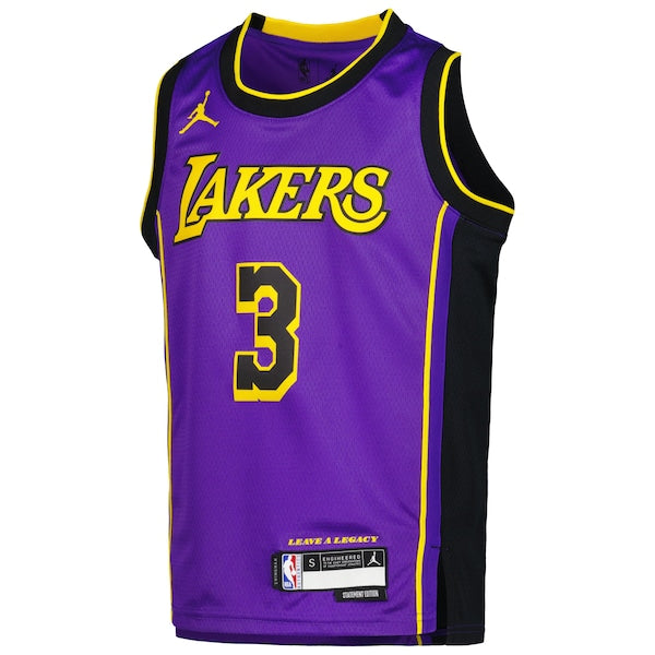Anthony Davis Los Angeles Lakers Jordan Brand Youth Swingman Jersey - Statement Edition - Purple - Image 2