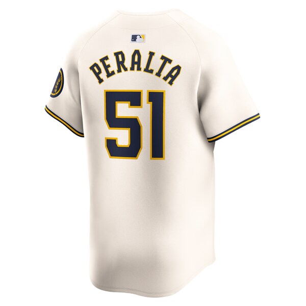 Freddy Peralta Milwaukee Brewers Nike Home Limited Player Jersey - Cream - Image 3