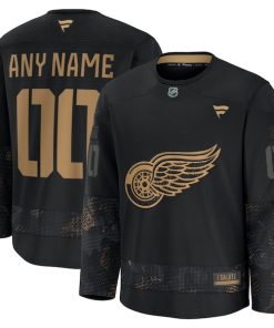 Detroit Red Wings  2024 Military Appreciation Personalized Long Sleeve Practice Jersey - Black