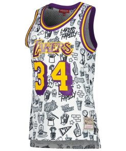 Alternative view of Shaquille O'Neal Los Angeles Lakers Women's 1996 Doodle Swingman Jersey - White