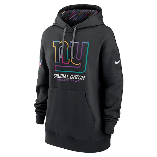 New York Giants Nike Women's 2024 NFL Crucial Catch Club Pullover Hoodie - Black - Image 3