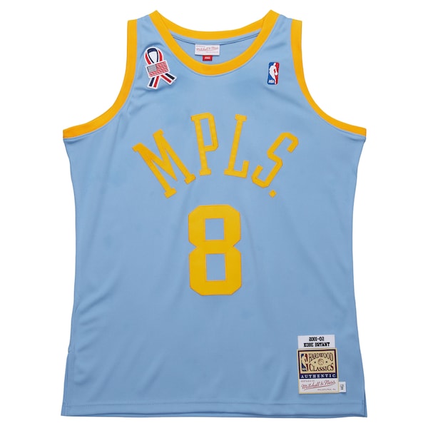 Men's Los Angeles Lakers Kobe Bryant Powder Blue 2001/02 Hardwood Classics Authentic Player Jersey - Image 2