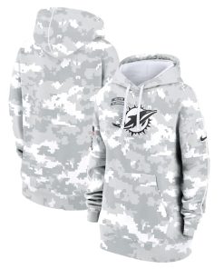 Miami Dolphins Nike Women's 2024 Salute To Service Club Fleece Pullover Hoodie - Arctic Camo