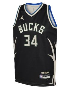 Alternative view of Giannis Antetokounmpo Milwaukee Bucks Jordan Brand Youth Swingman Jersey - Statement Edition - Black