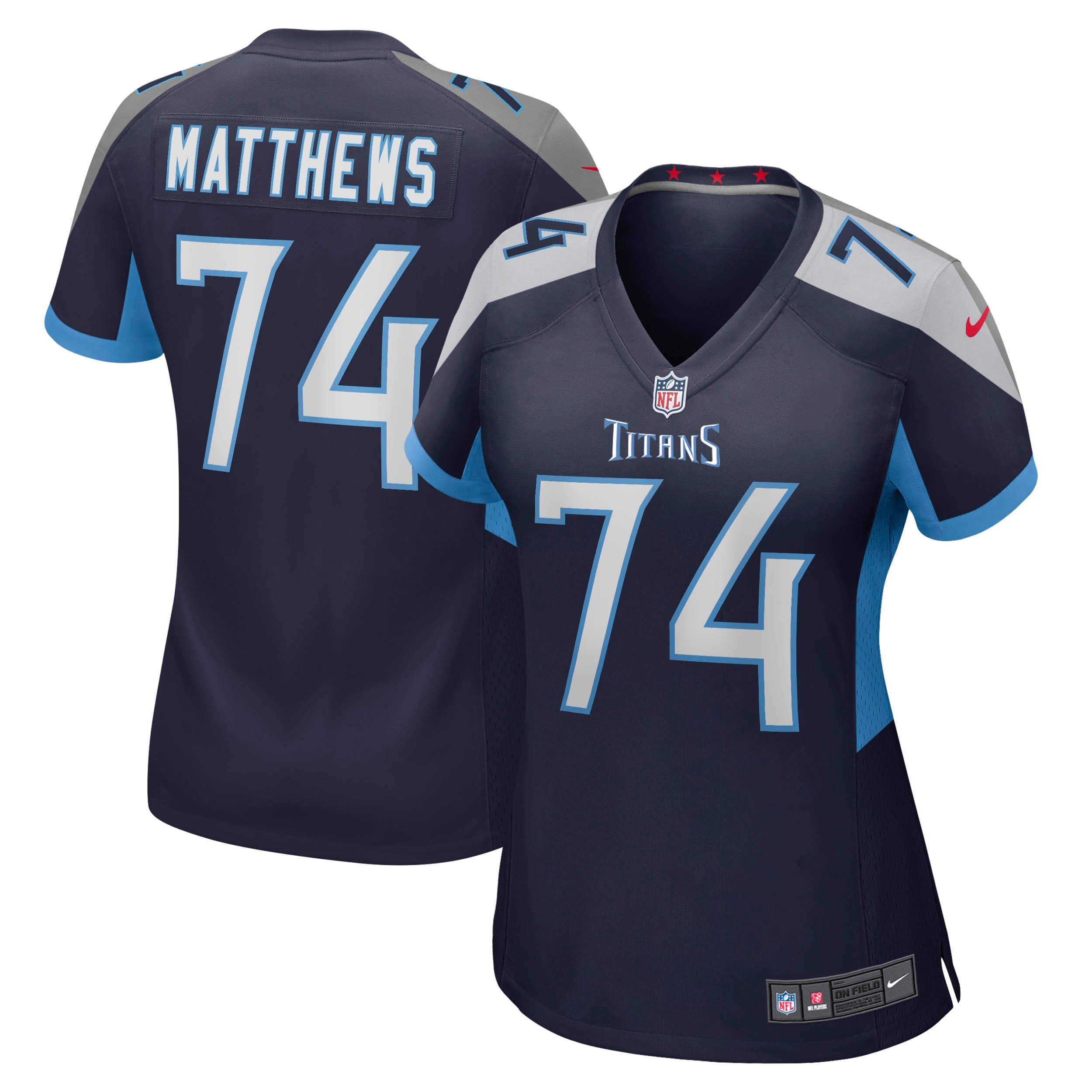 Bruce Matthews Tennessee Titans Nike Women's Oilers Throwback Retired Player Game Jersey - Light Blue/Navy - Image 5