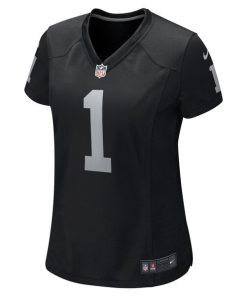 Alternative view of Number 1 Bride Las Vegas Raiders Nike Women's Game Jersey - Black