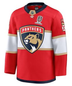 Alternative view of Florida Panthers  Home 2025 Stanley Cup Champions Premium Patched Jersey - Red