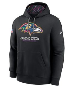 Alternative view of Baltimore Ravens Nike 2024 NFL Crucial Catch Club Pullover Hoodie - Black