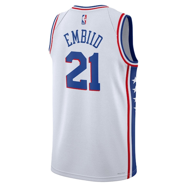 Joel Embiid Philadelphia 76ers Nike Unisex Swingman Jersey - Association Edition - White/Royal - Image 4