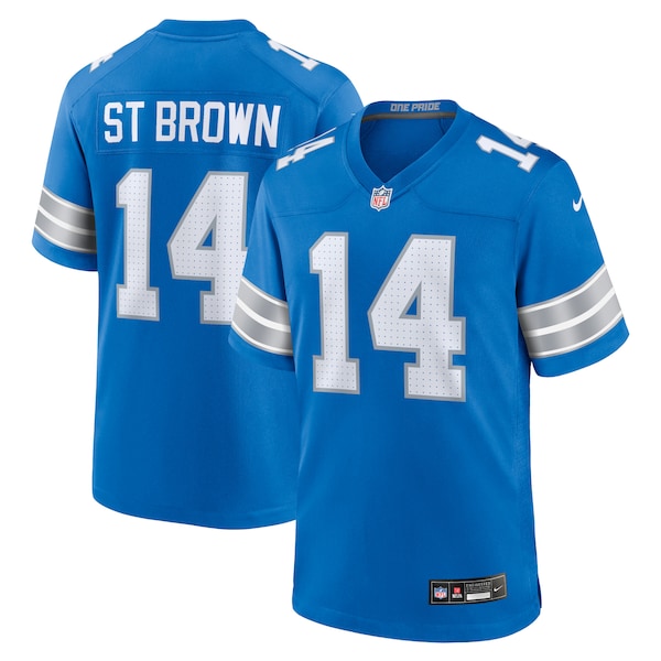 Amon-Ra St. Brown Detroit Lions Nike Game Jersey - Blue/White - Image 2