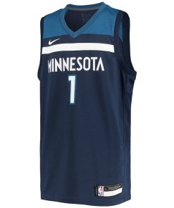 Alternative view of Anthony Edwards Minnesota Timberwolves Nike Youth 2020/21 Swingman Jersey - Icon Edition - Navy