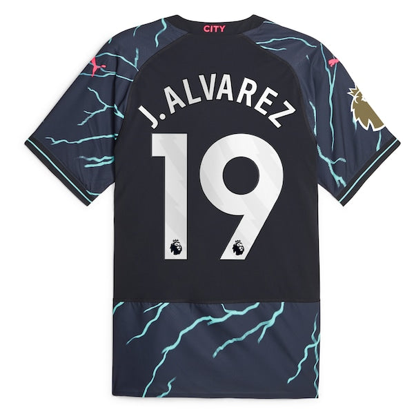 Juli¨¢n ¨¢lvarez Manchester City Puma 2023/24 Third Authentic Player Jersey - Navy - Image 3