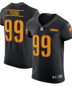 Alternative view of Chase Young Washington Commanders Nike Alternate Vapor Elite Jersey - Black/Burgundy/White