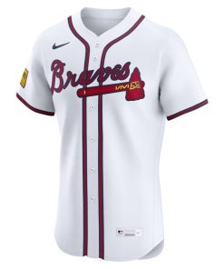 Alternative view of Atlanta Braves Nike Home Elite Sponsor Patch Custom Jersey - White