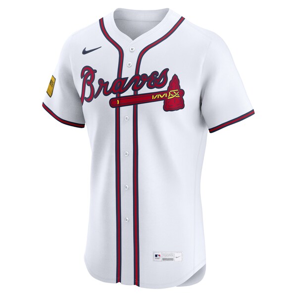 Atlanta Braves Nike Home Elite Sponsor Patch Custom Jersey - White - Image 2