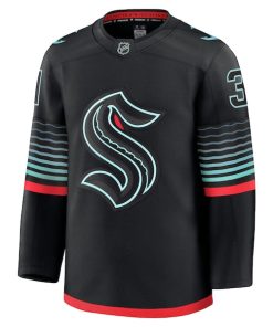 Alternative view of Philipp Grubauer Seattle Kraken  Alternate Premium Player Jersey - Black