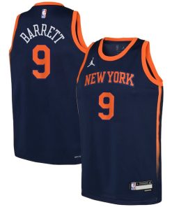 RJ Barrett New York Knicks Jordan Brand Youth Swingman Jersey - Statement - Navy