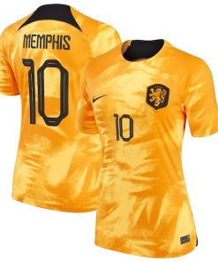 Memphis Depay Netherlands National Team Nike Women's 2022/23 Home Breathe Stadium Replica Player Jersey - Orange