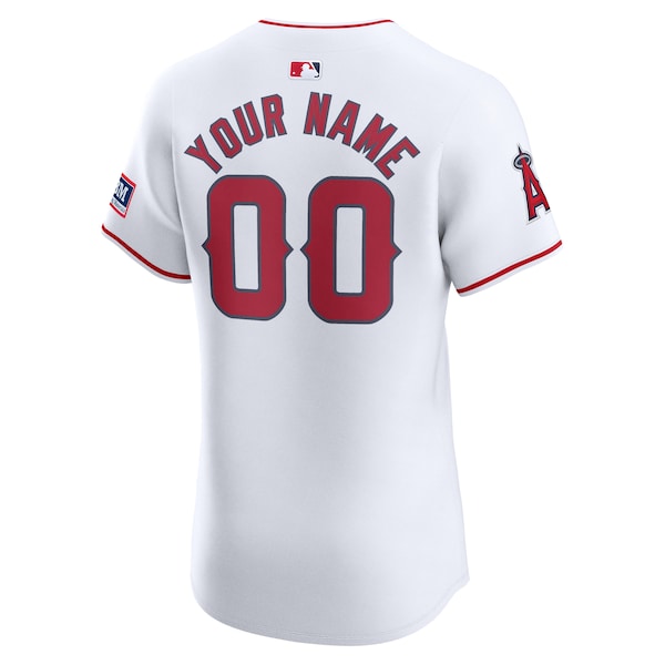 Los Angeles Angels Nike Home Elite Custom Patch Jersey - White - Image 3