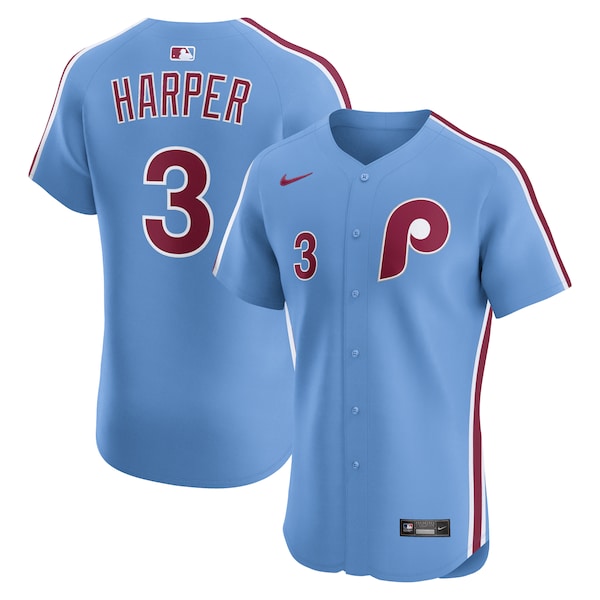 Bryce Harper Philadelphia Phillies Nike Alternate Elite Jersey - Light Blue/Cream/White - Image 2