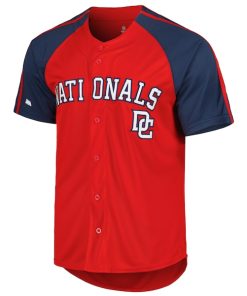 Alternative view of Washington Nationals Stitches Button-Down Raglan Fashion Jersey - Red