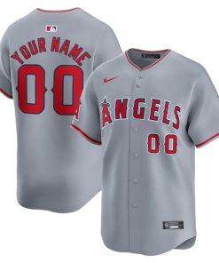 Los Angeles Angels Nike Away Limited Custom Jersey - Gray