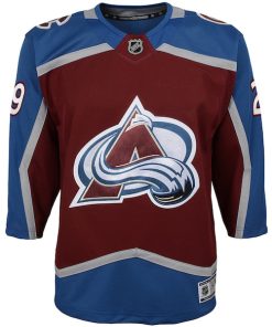 Alternative view of Nathan MacKinnon Colorado Avalanche Youth Premier Player Jersey - Burgundy/Navy