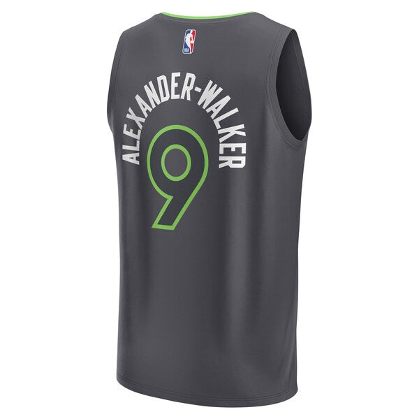 Nickeil Alexander-Walker Minnesota Timberwolves Fast Break Replica Player Jersey - Statement Edition - Black - Image 3