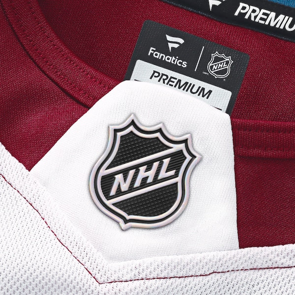 Nathan MacKinnon Colorado Avalanche Away Premium Jersey - White/Navy/Burgundy - Image 5