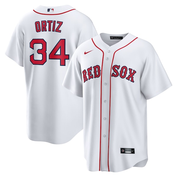David Ortiz Boston Red Sox Nike Home Replica Player Jersey - White/Gray/Navy/Red - Image 2