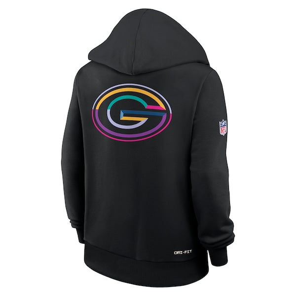Green Bay Packers Nike Women's 2025 NFL Crucial Catch Sideline Standard Issue Dri-FIT Hoodie - Black - Image 4