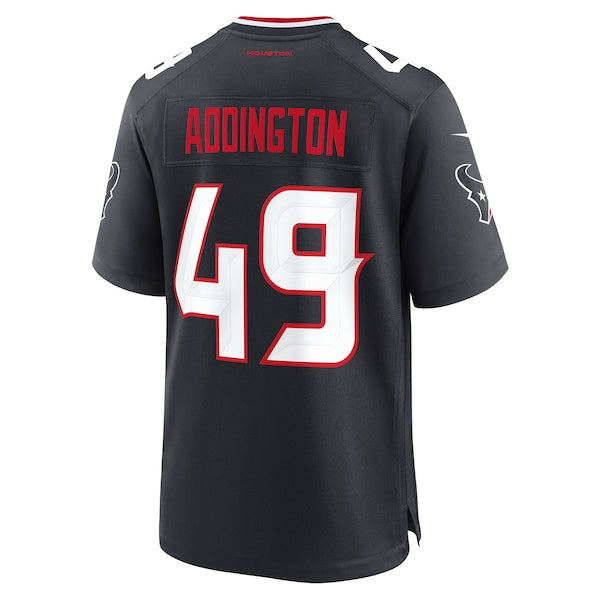 Tucker Addington Houston Texans Nike Team Game Jersey - Navy - Image 3