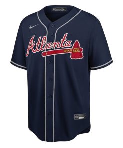 Alternative view of Atlanta Braves Nike Big & Tall Alternate Replica Team Jersey - Navy