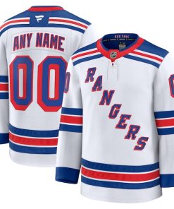 Alternative view of New York Rangers  Away Premium Custom Jersey - White/Navy/Royal