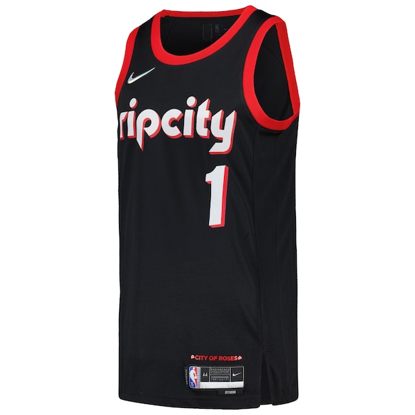 Anfernee Simons Portland Trail Blazers Nike Swingman Player Jersey - City Edition - Black/Red - Image 3