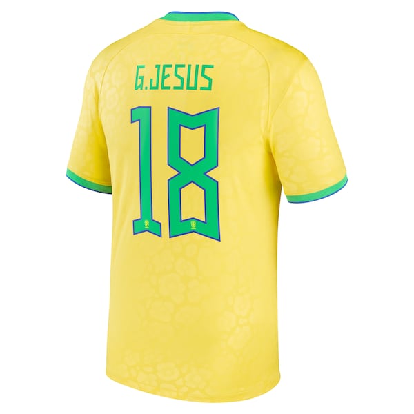 Gabriel Jesus Brazil National Team Nike 2022/23 Replica Home Jersey - Yellow - Image 3