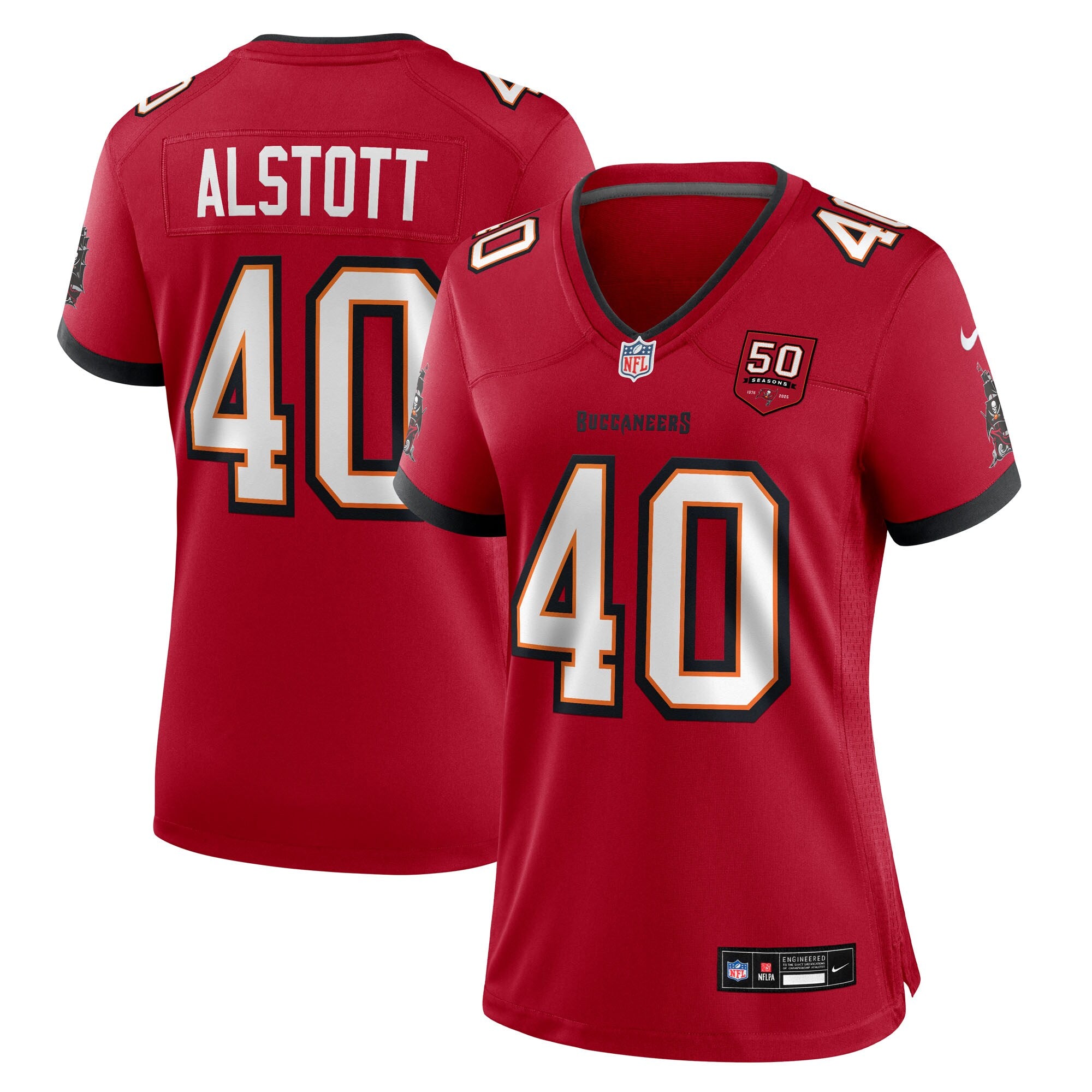 Mike Alstott Tampa Bay Buccaneers Nike Women's 50th Season Game Jersey - Creamsicle/Red - Image 6