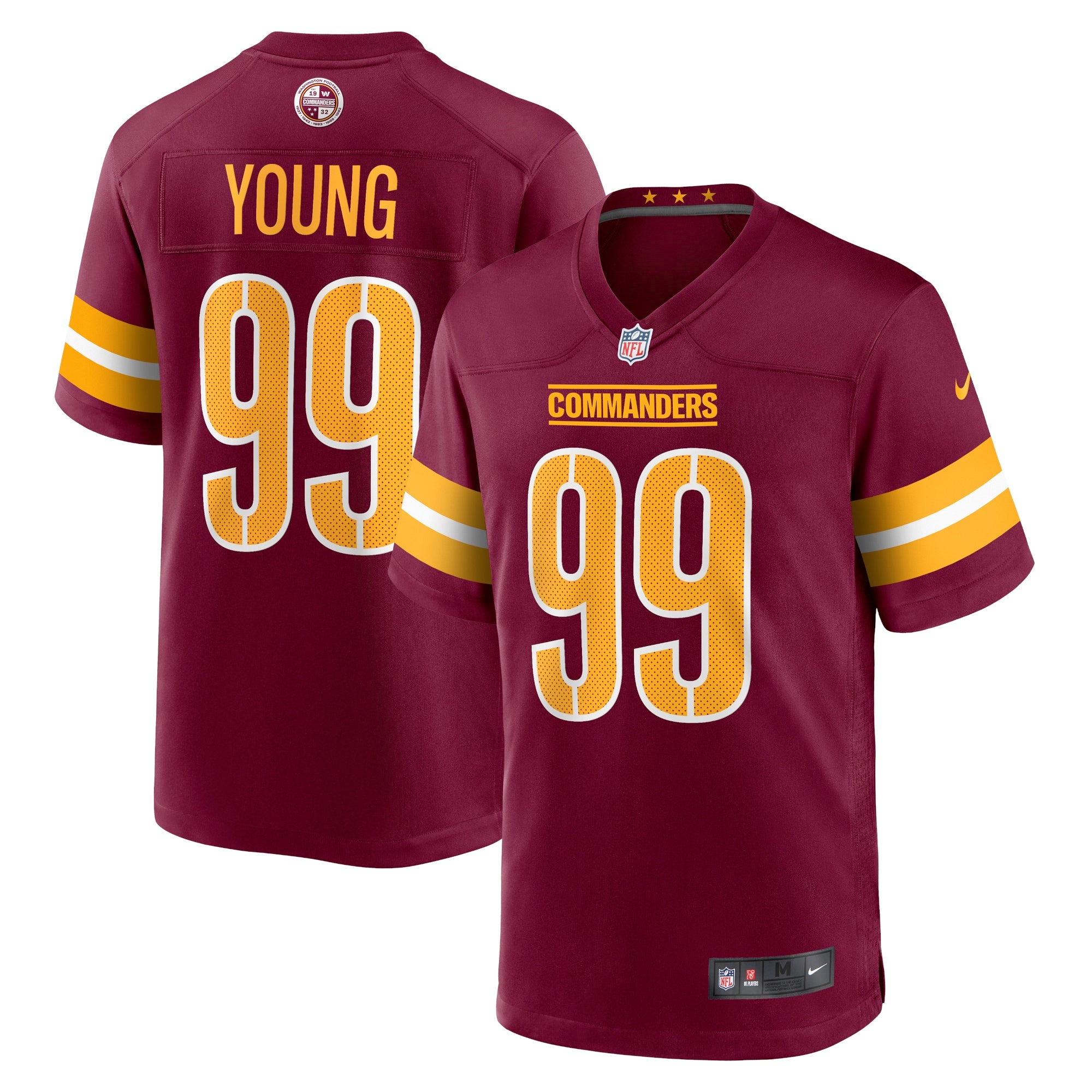 Chase Young Washington Commanders Nike Game Jersey - White/Burgundy - Image 6
